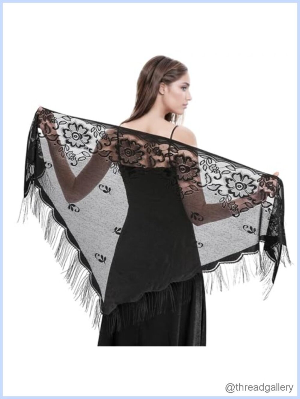 Lace Shawl Wrap Triangle Fringe Evening Dress Wedding Party